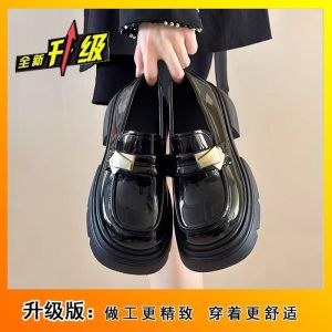 [Free Shipping] Black Thick-Soled WomenS Retro Slip-On Loafers Spring And Autumn New Style