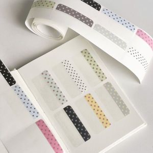 NEMOPH 100Pcs/Roll Chấm bi Tab chỉ mục Có thể viết Phân loại Dấu trang Thực tế Tự dính Cờ trang Sinh viên