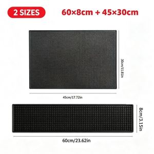 Non Slip PVC Bar Mat Thick Rubber Drain Pad Heat Resistant Coaster Black Bar Counter Mat PVC Coaster