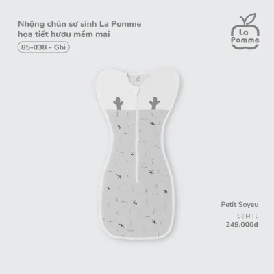 Nhộng chũn sơ sinh La Pomme họa tiết hươu mềm mại - Sợi Petit Soyeu thoáng mát – Bé gái/trai - S M L