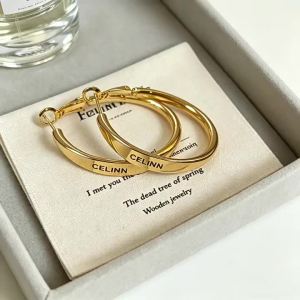 s925 Silver needle letter smooth hoop earrings niche design suitable for small-scale retail dropshipping light luxury with a high-end feel