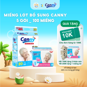 Combo 5 gói/100 miếng lót bổ sung Canny cho người già và phụ nữ sau sinh dùng kèm tã quần/tã dán