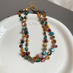 AE Bohemian shell beaded necklace seaside vacation style fashionable collarbone chain versatile and elegant high-end jewelry for women