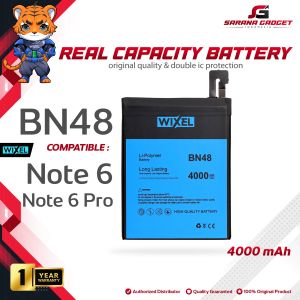 WIXEL ORIGINAL Baterai XiaoMi BN48 Redmi Note 6 Pro Double Power Real Capacity Battery 100% Batre Batrai HP Handphone BN 48