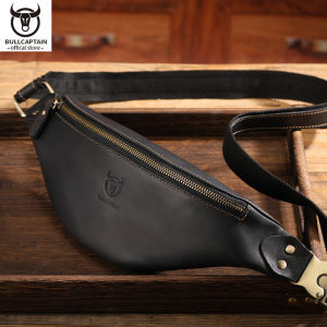BULLCAPTAIN Mens Crazy Horse Leather Belt Bag Classic Retro Crossbody Bag Outdoor Storage Mountaineering Mobile Phone Bag2026