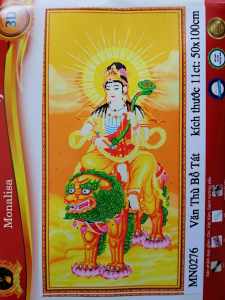 Tranh Thêu Chữ Thập Văn Thù Bồ Tát thêu kín (về tự thêu) MN0276