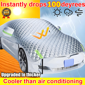 【Extra thick】SEVEN Sedan SUV Cover Half Car Cover 5-Layer Protective aluminum film waterproof 100%UV protection Sedan Waterproof Sun UV Rain Dust Resistant Protection Suitable for Hatchback SUV Sedan