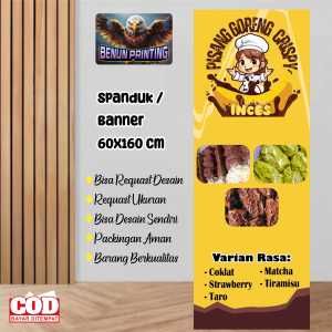 Spanduk Banner Pisang Goreng Krispy 60X160 Cm Bisa Request Desain