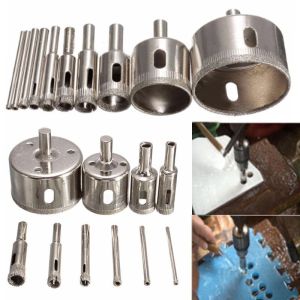 10Pcs Diamond Hole Saw 3-50mm Drill Bit Saw Set Tile Ceramic Marble Glass Cutter