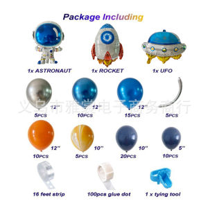 Popular astronaut-themed aluminum foil balloons Space ball Night blue and orange birthday balloon set for boys
