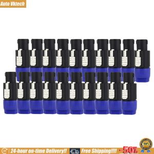[Auto Vktech] 20pcs Audio Cable Adapter Connectors 4 Pole Speaker Plug Ohm Plug for Amplifier