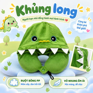 Gối Chữ U Cho Bé Có Mũ Trùm Che Sáng EMA Gối Kê Cổ Trẻ Em Đi Ô Tô Máy Bay Chống Nghẹo Đầu