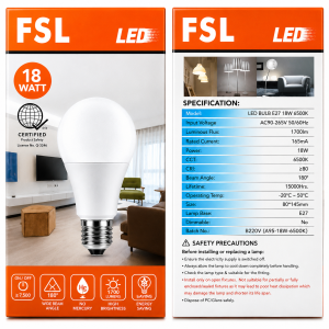 FSL LED Light Bulb E27 Edison LED Light Bulb Watts: 3 Watts 5 Watts 7 Watts 9 Watts 12 Watts 14 Watts and 18 Watts 220-240 Volts Self-Ballasted LED Lamps