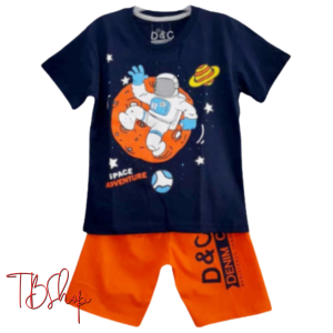 Setelan Anak Laki Astronot Hitam Katun Adem Umur 1-6 Tahun
