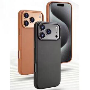 Luxury Leather Phone Case for iPhone 18 17 16 Pro Max Original Business Strong MagneWireless Charging Shockproof Covers Capa