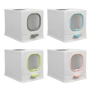 Easy to Clean Enclosed Litter Box for Cats Smooth Surfaces Enclosed Easy Cleaning Litter Box Multicolored