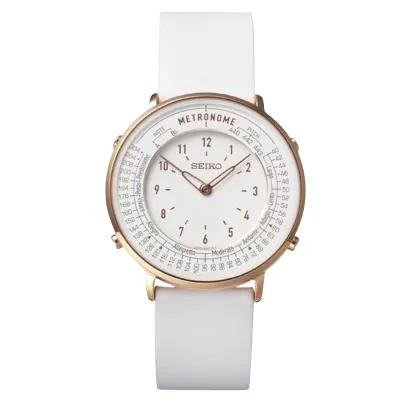 Authentic Seiko Metronome White Dial SMW002A Leather Analog Quartz Unisex Watch Brand New w/ Warranty