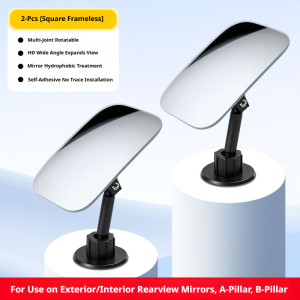 SEAMETAL Adjustable Car Mirror Blind Spot Reduction Rotating Auxiliary Vision Support