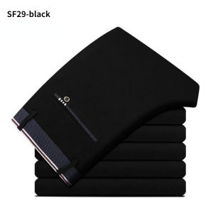 UAYESOK-Mens Straight Formal Pants Business korean Casual Pant Plus Size Trousers Office Stretchable Elastic Slim fit Mens Casual Long Trousers