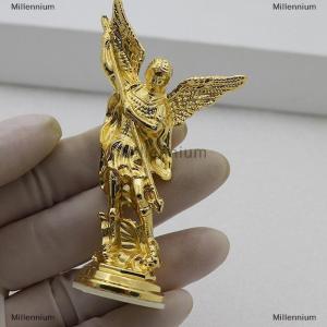 [COD] Millennium 1PC thủ công cho phòng nhà Tabletop Máy tính để bàn Saint Michael figurinethe Tổng lãnh thiên thần đánh bại Satan người giám hộ tượng