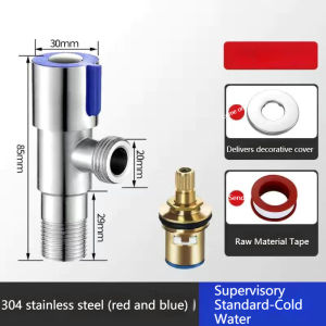 Retail And Wholesale All Copper Triangular Valve Cold And Hot Faucet 304 Stainless Steel Angle Valve Inlet Outlet And Four Point Water Valve