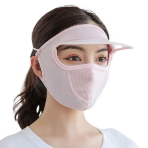 ToKerNew Summer Sunscreen Ice Silk UV Protection Face Cover Sunscreen Veil Face With Brim Outdoor Cycling Sun Protection Hats Caps