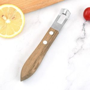 NOVAWEAR Manual Lemon Peeler Corrosion-resistant Stainless Steel Fruit Peeler Easy Clean Wood Handle Vegetable Shredder Outdoor Tableware