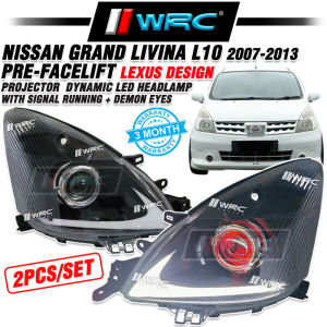 Nissan Grand Livina L10 2007 - 2013 Pre-Facelift Lexus Projector Dynamic Led Headlamp With Signal Running + Demon Eyes