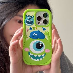 【】 Vỏ điện thoại silicon lỏng hình mắt xanh và xanh lá cây sáng tạo có dây buộc cho điện thoại Samsung A12A13A15A24A25 a30s A32 4GA51A53A54 s21fe s23fe S24 loạt