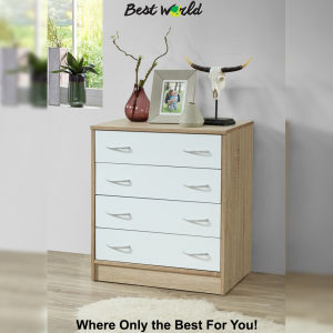 BARDALONA Chest with 4 Drawers - CH 8001 (HG White + Sonoma Oak)
