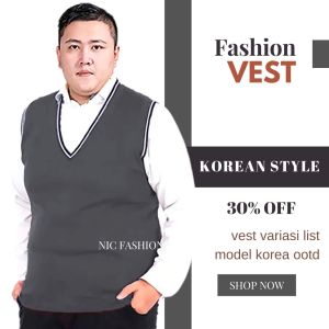 Rompi Rajut Pria jumbo big size Pria korea Vneck Vest Knit Nathan NIC Fashion
