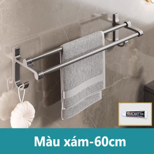 Giá Treo Khăn Nhà Tắm Nhôm Không Gian Không Cần Khoan (Chỉ dán keo) Tiện Lợi Chống Gỉ Chịu Lực Cực Tốt