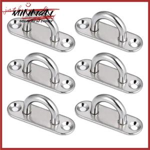 [minnan] M5 6 8 Hook Hooks Eye Plate Heavy Oblong Duty Steel Stainless Pad Mount Wall U Boat Ceiling Hanger Ring Garage Hammock D Shape