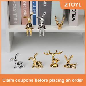 【ZTOYL】 Nai sừng tấm bức tượng Bắc Âu Giáng sinh Tuần lộc nghệ thuật bức tượng Cổ điển vàng thủ công mỹ nghệ trang trí bàn trang trí quà tặng