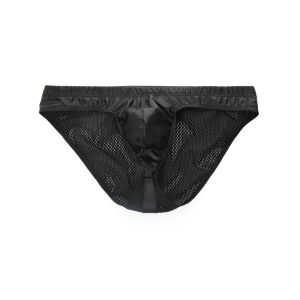 กางเกงในสำหรับผู้ชายชุดชั้นในแบบระบายอากาศผู้ชายตาข่ายโปร่งยกก้นแบบกางเกงชั้นในเอวต่ำกระเป๋ารูปตัวยู