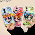 (With Free Holder) Hontinga Casing Case For VIVO Y29 Y19S V40 Lite Y200 5G Y100 Y200e 5G V30 Pro V30e 5G V25 V25E V27 Pro V27E V29 Y01 Y01A Y02S Y12 Y12A Y12S Case Cute Powerpuff Girls Soft Silicone Wavy Rubber Cases Phone Case Softcase Casing. 