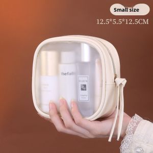 Frosted Translucent Makeup Organizer Travel Case - High-End Spacious Cosmetic Bag