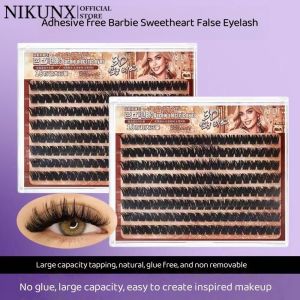 NIKUNX ขนตาแบบคลัสเตอร์จำลองการ์ตูนหนาขนตาปลอมยุโรปและอเมริกาไม่ติดกาว