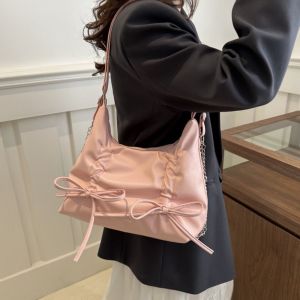 GBSDN PU Leather Bowknot Shoulder Bag Zipper Handbag Girl Crossbody Bag Fashion Large Capacity Bow Tote Bag Ladies/Girls