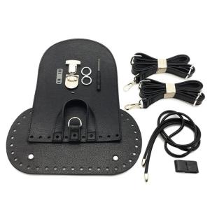 PU Leather Bag Knitting Set with Bag Bottom Shoulder Strap Backpack Making Kits Handmade Bag Accessories