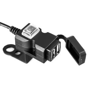 ASTRONT Motorcycle USB Charger Waterproof Dual USB Ports 12V-24V Handlebar Charger Power Adapter
