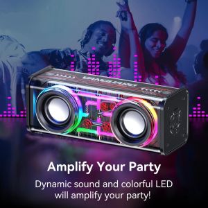 Speaker Bluetooth AIWA Cyberpunk V8 TWS Wireless v5.3 Mecha Transparan RGB Rhythm Subwoofer 10W
