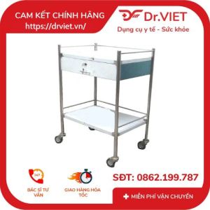 Xe Đẩy Inox Đức Cường 40x60 2 Tầng Có Hộc - Tiện Ích Đa Năng Chất Lượng Vượt Trội – DCG35