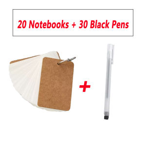 30PCS Gel Pen Set Lron Ring Handwritten Memo Hard Blank English Word Card Loose-leaf Memo Note Message Card 50 Pages