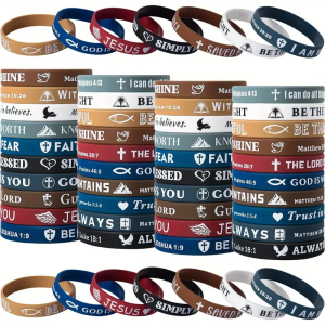 Inspirational Bible Quote Bracelets Cross Design Silicone Material Family Friendship Bracelet Stainless Steel ID Wristband Bible Verse Christian Bracelet For Men