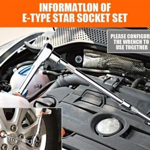 E4 E20 Torque Socket Set Female E-TORX Star Socket Set with Rail Female External Star Socket Set 1/4" 3/8" Drive