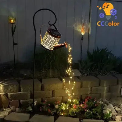 Solar Watering Can Light Hanging Kettle Lantern Light Waterproof Garden Decor Metal Retro Lamp for Outdoor Table Patio Lawn YarD