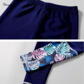 Swimming Suit for Kids Girls 3 Pieces Set Swimwear Swimming Outfit for Girls Teens Long Sleeve Rash Guard 3-16 Y Kids Swimsuit  3 In 1 Set Deep Blue Patchwork. 