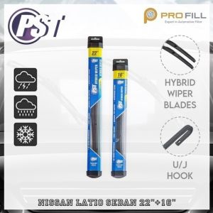 PST Hybrid Wiper Blade Set [Rubber Type] - Nissan Latio Sedan 2007-14 22"+16"