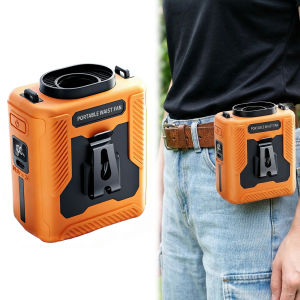 Wireless Waist Clip Fan with LED Lighting and 6000mAh Power Bank Rechargeable Portable Fan for Travel Camping Hiking and Outdoor Activities